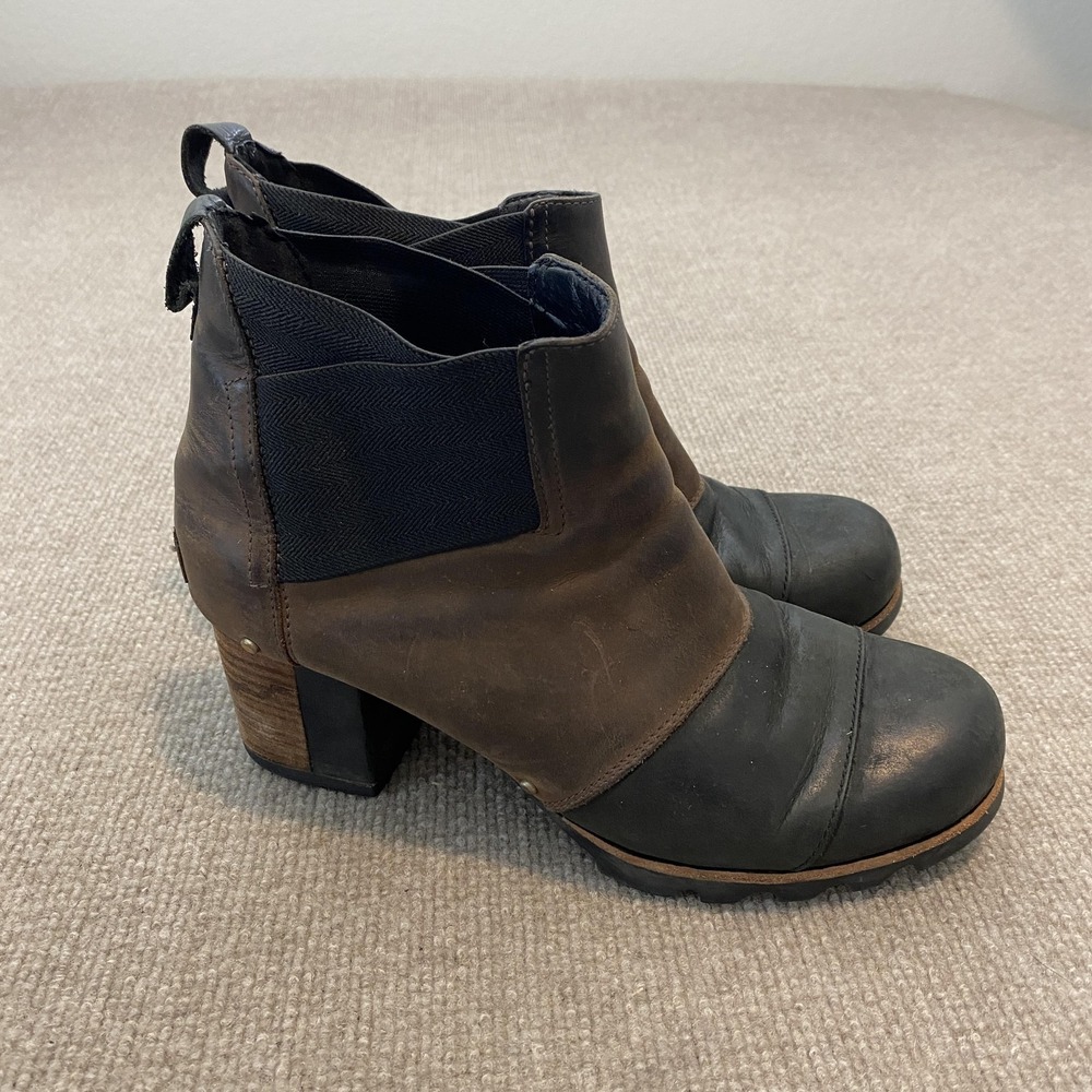 Sorel Addington Chelsea Boots Womens Size‎ 9.5 Brown Leather Ankle NL2300-256